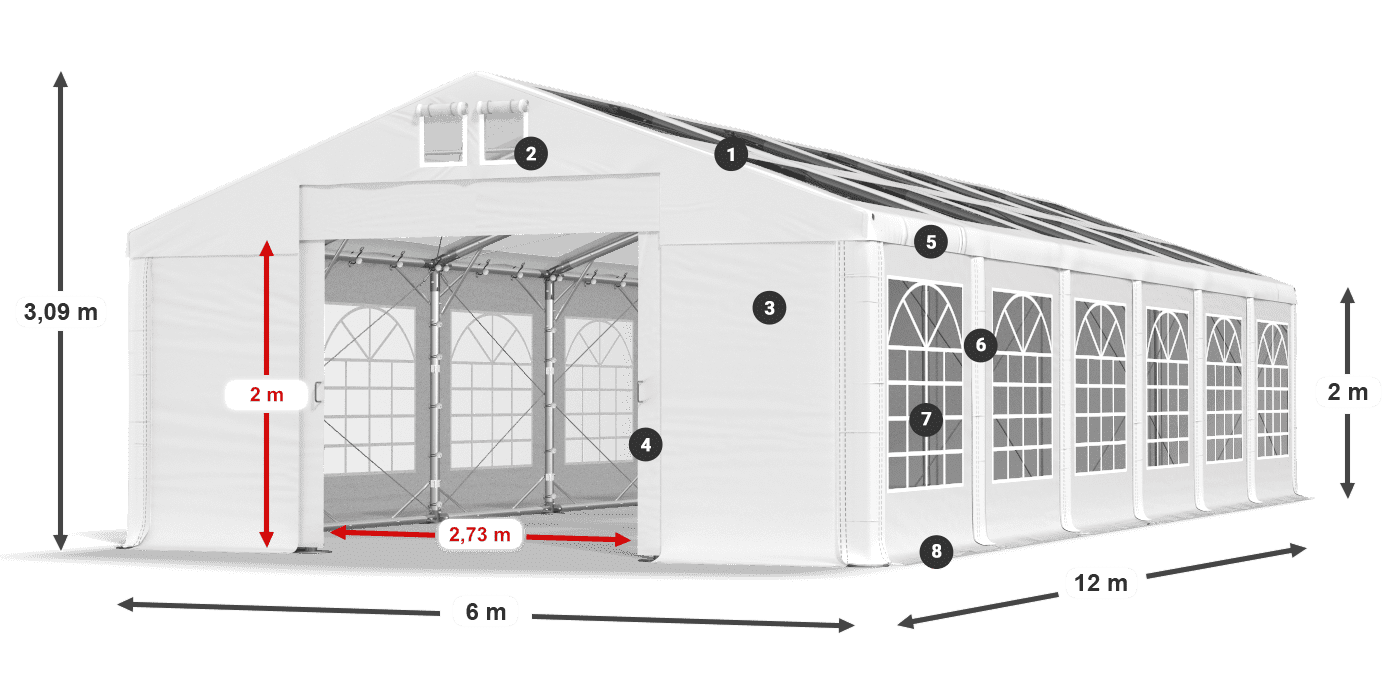 Strecha: MS 580 PVC Steny: SD 500 PVC 2 m legenda