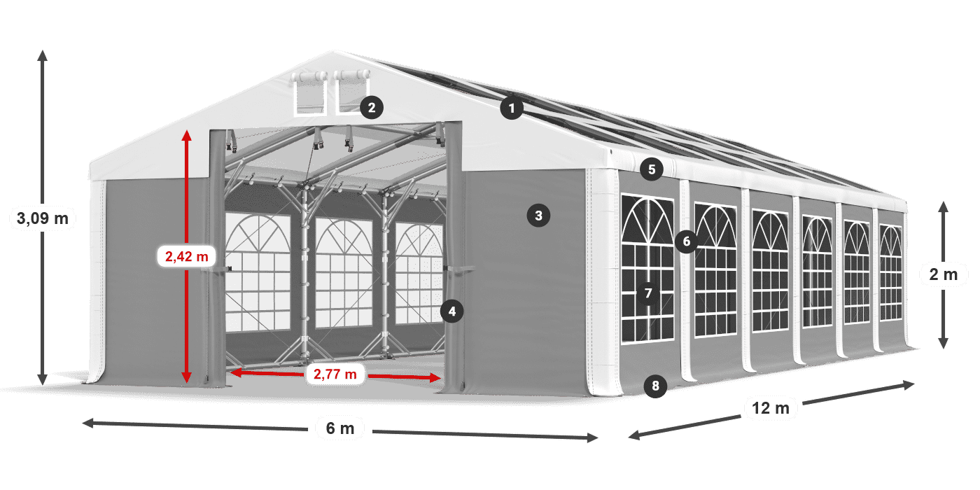 Strecha: MS 580 PVC Steny: SD 500 PVC 2 m legenda