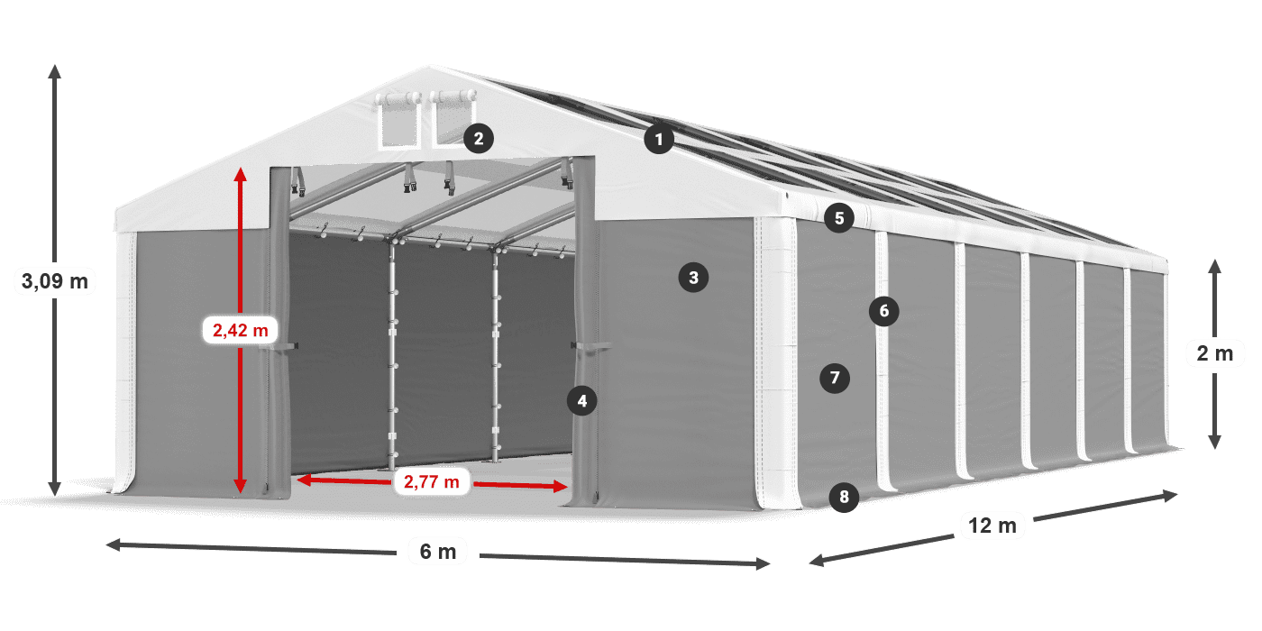 Strecha: MS T 580 PVC Steny: SD 500 PVC 2 m legenda