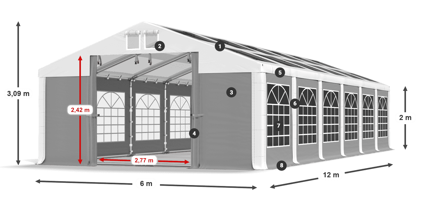 Strecha: MS 580 PVC Steny: SD 500 PVC 2 m legenda