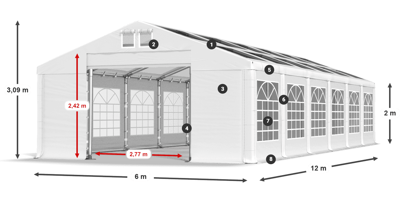 Strecha: MS 580 PVC Steny: SD 500 PVC 2 m legenda