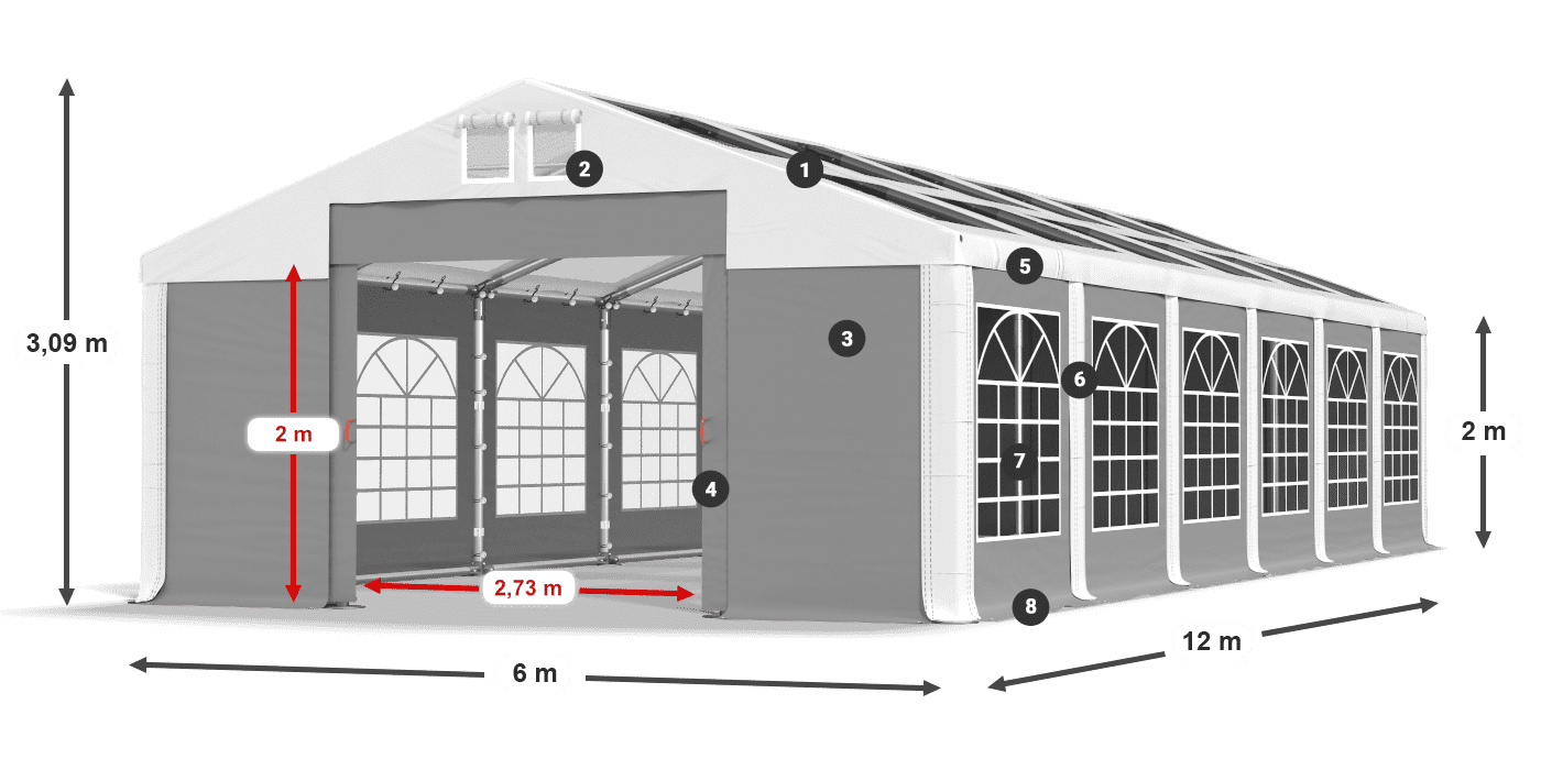 Strecha: MS 580 PVC Steny: SD 500 PVC 2 m legenda