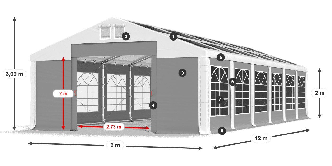 Strecha: MS 580 PVC Steny: SD 500 PVC 2 m legenda