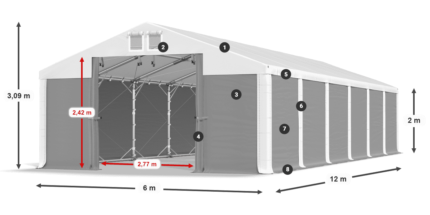 Strecha: SD 560 PVC Steny: MS 580 PVC legenda 2m