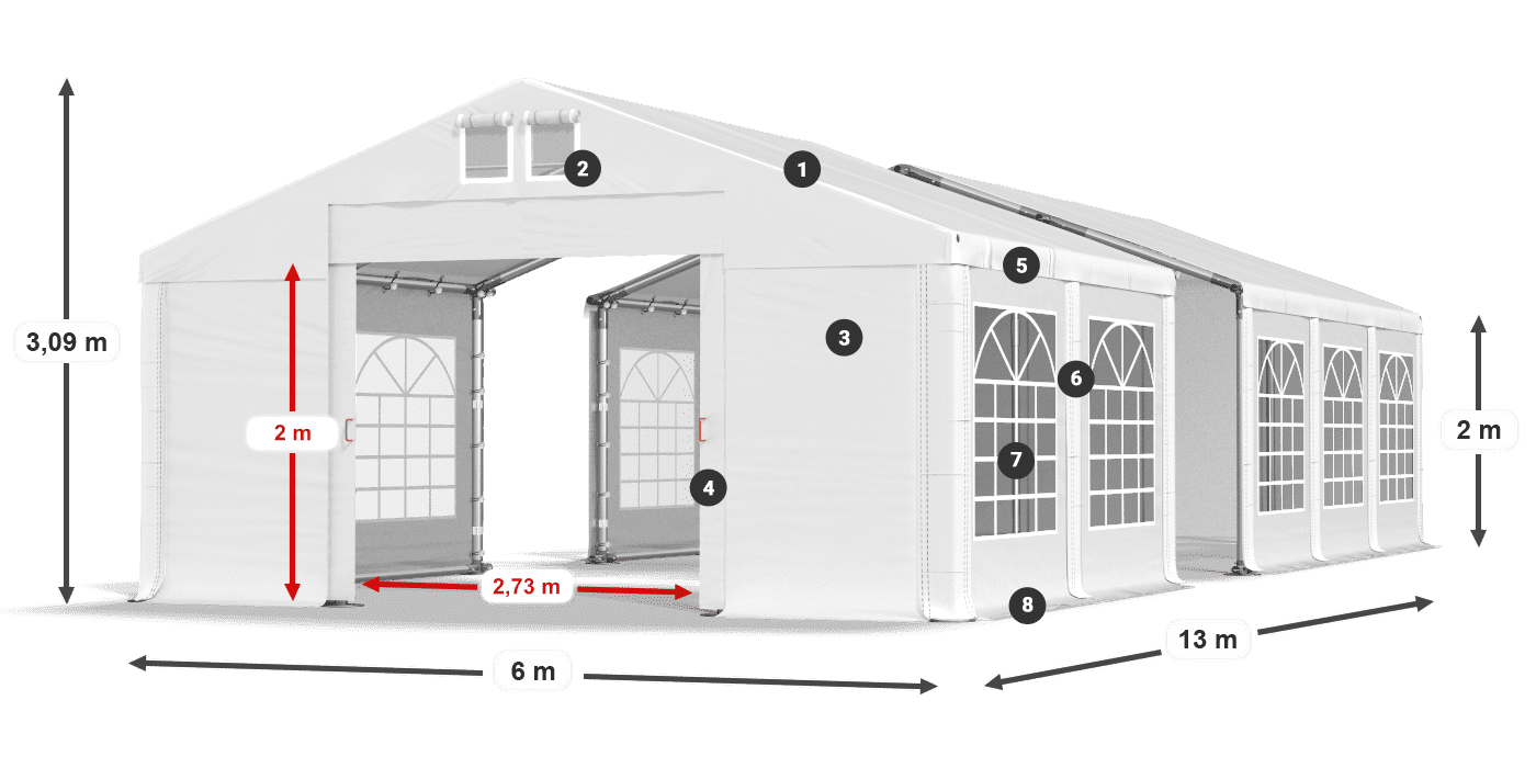 Strecha: FR 620 PVC Steny: SD 500 PVC 2 m legenda