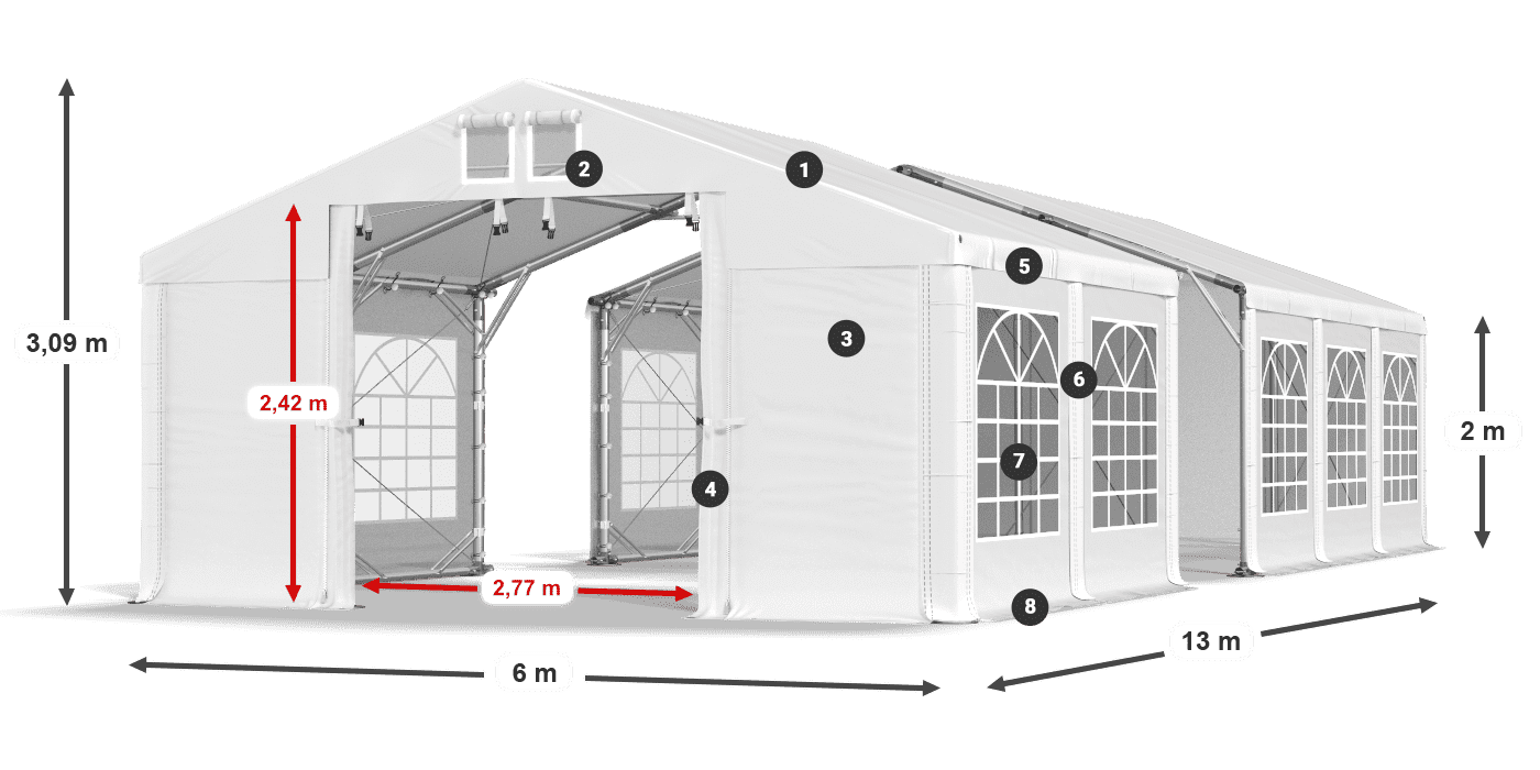 Strecha: MS 580 PVC Steny: FR 620 PVC 2m legenda