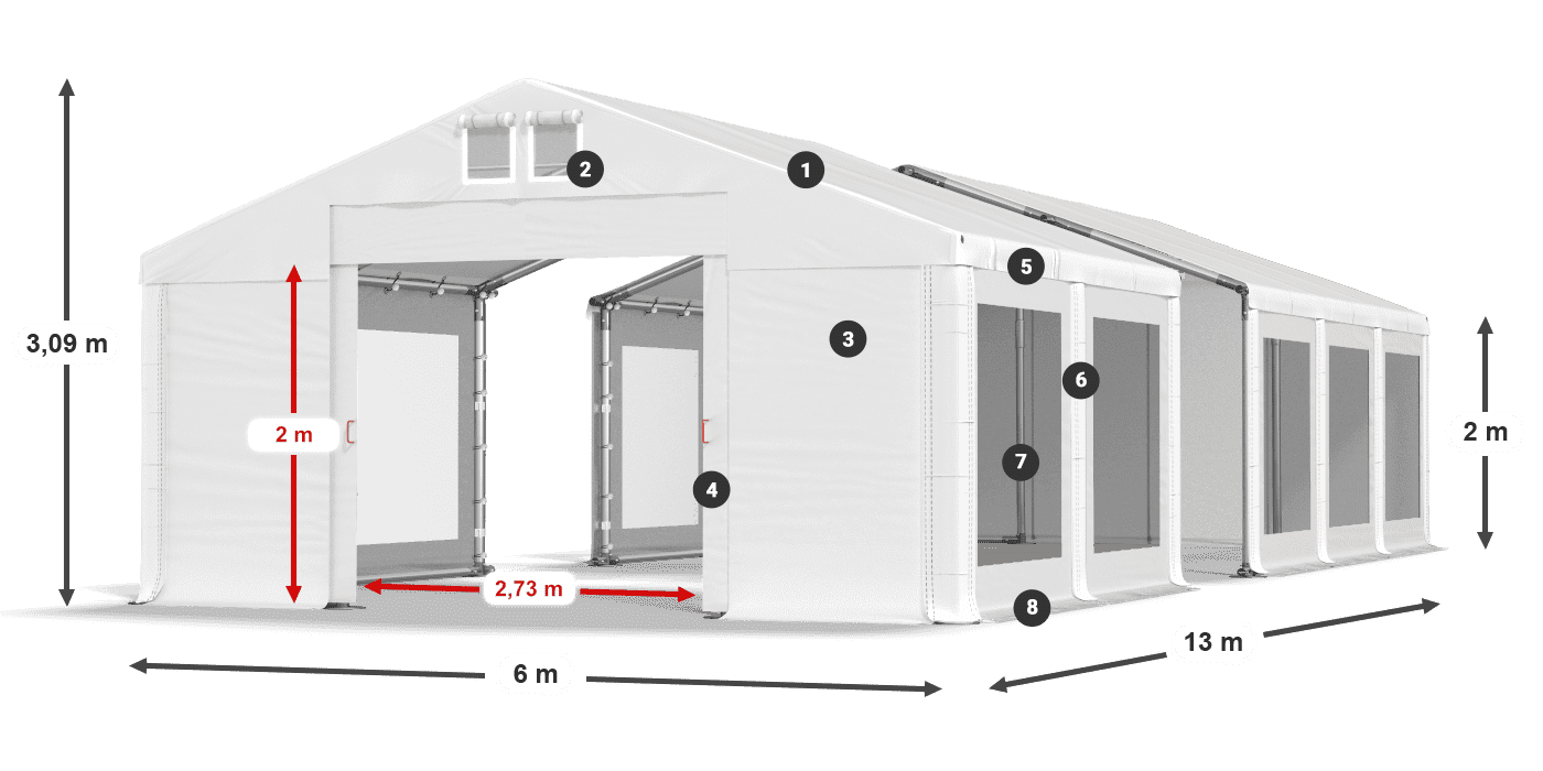 Strecha: MS 580 PVC Steny: MS 580 PVC 2 m legenda