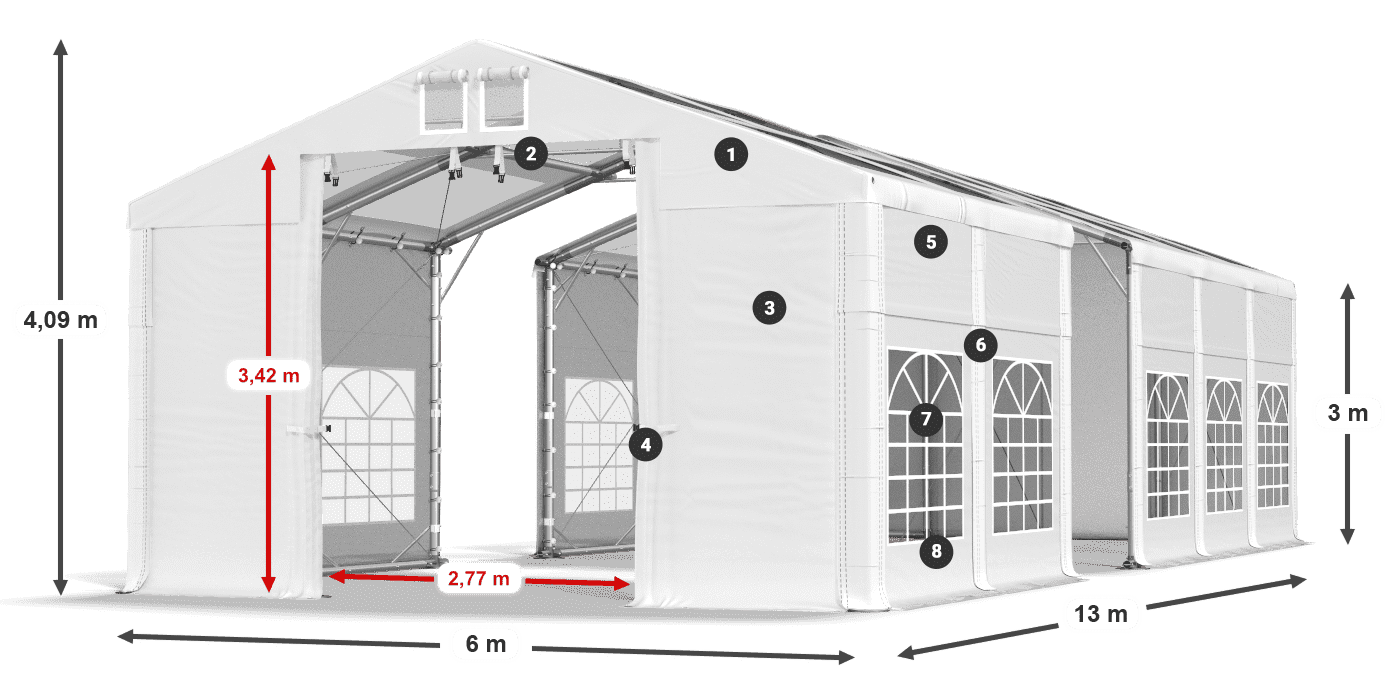 Strecha: MS T 580 PVC Steny: SD I 500 PVC 3m legenda