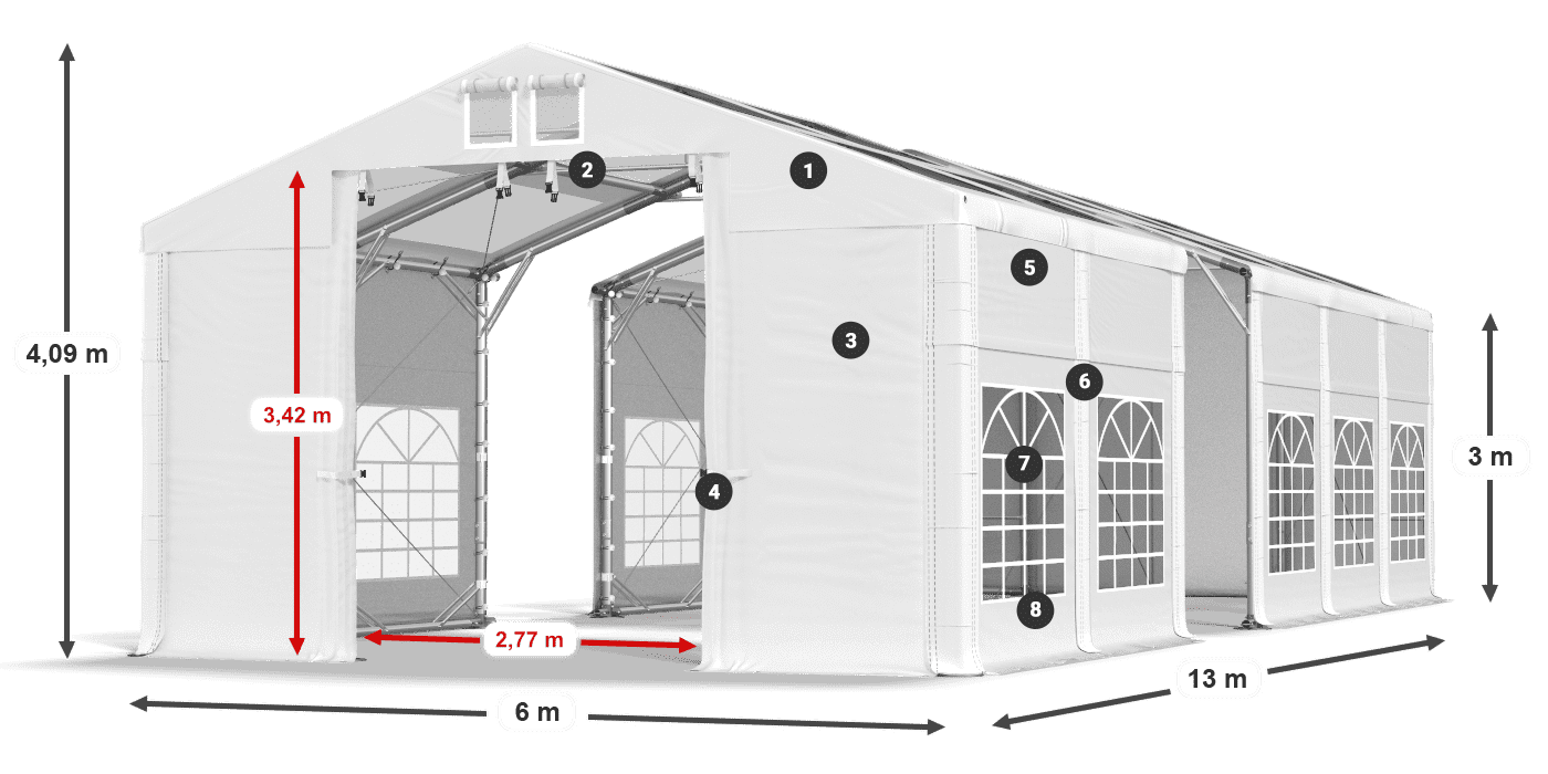 Strecha: MS T 580 PVC Steny: SD I 500 PVC 3m legenda