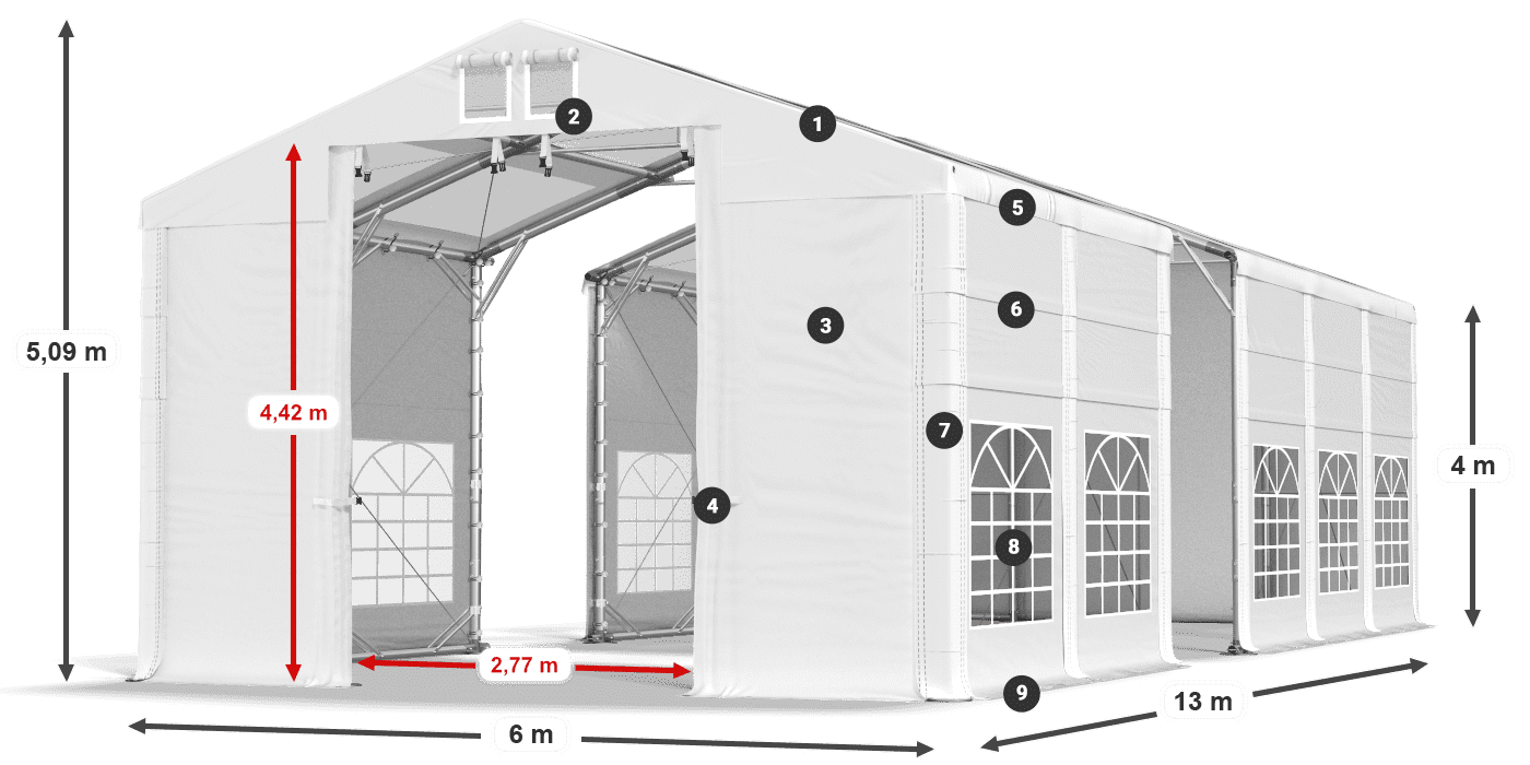 Strecha: MS T 580 PVC Steny: SD 500 AND PVC 4 m legenda