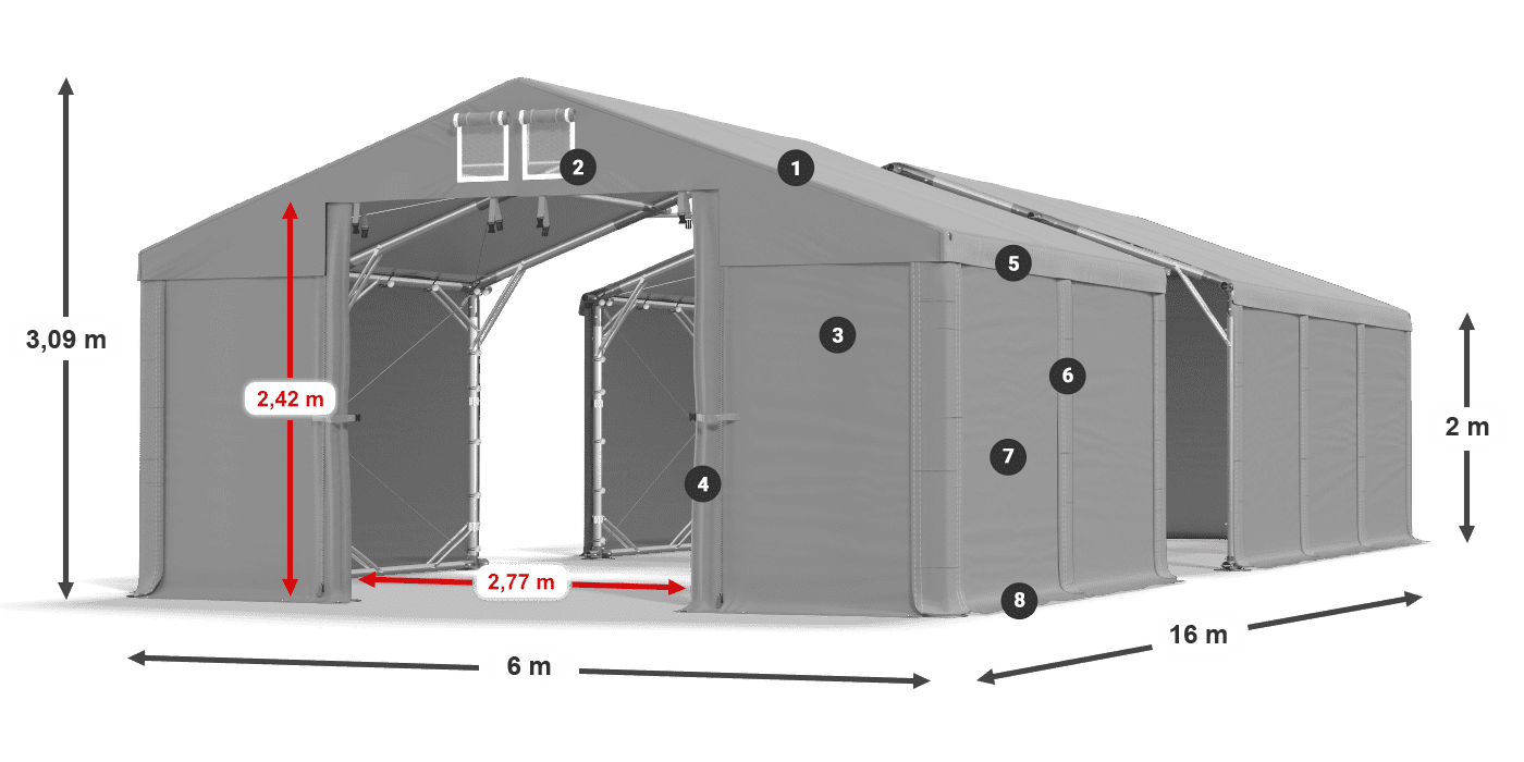 Strecha: MS 580 PVC Steny: SD 500 PVC 2 m legenda