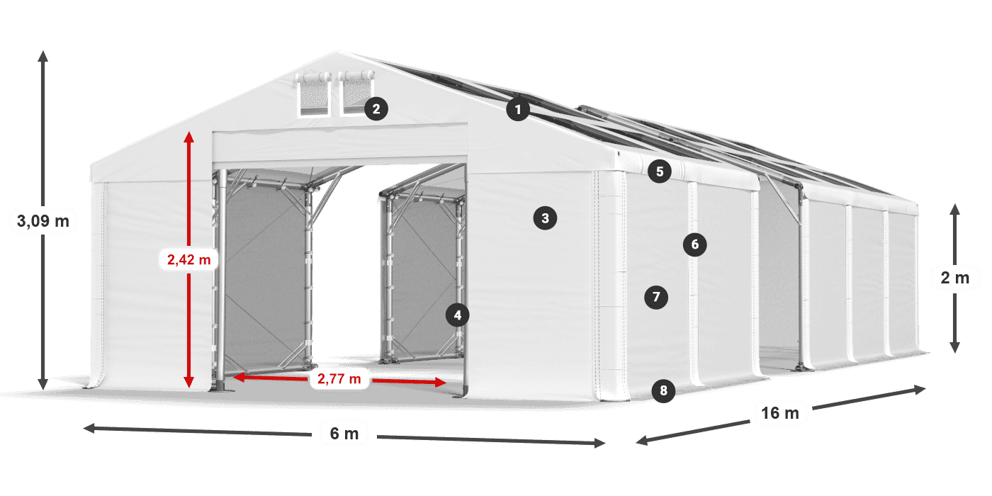 Strecha: MS T 580 PVC Steny: SD 500 PVC 2 m legenda