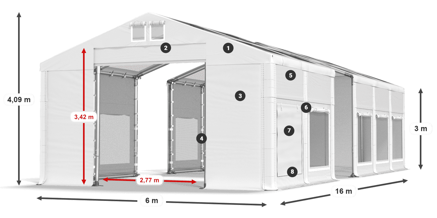 Strecha: MS T 580 PVC Steny: SD M 500 PVC 3m legenda
