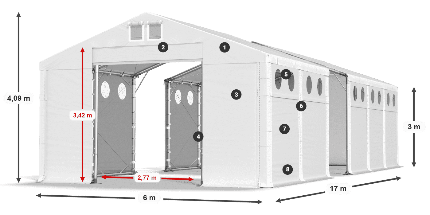 Strecha: MS 580 PVC Steny: SD O 500 PVC 3m legenda