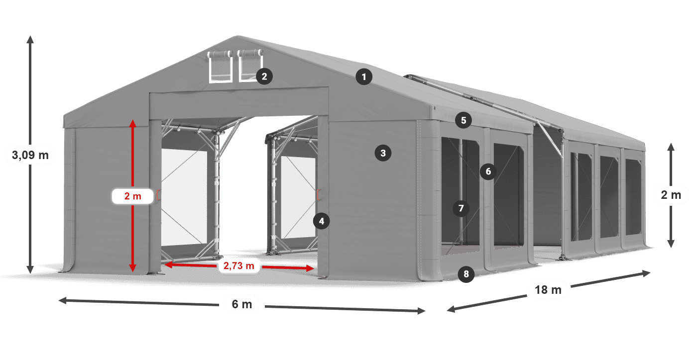 Strecha: MS 580 PVC Steny: MS 580 PVC 2 m legenda