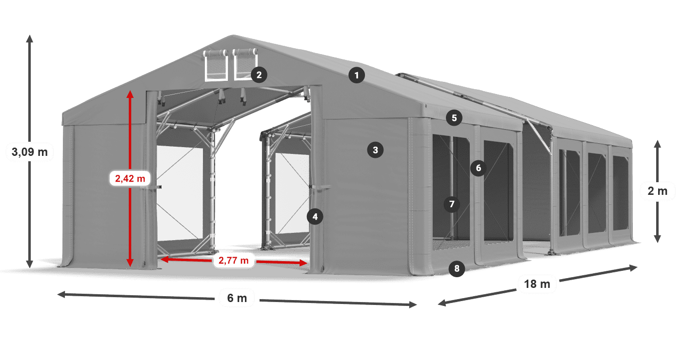 Strecha: MS 580 PVC Steny: MS 580 PVC 2 m legenda