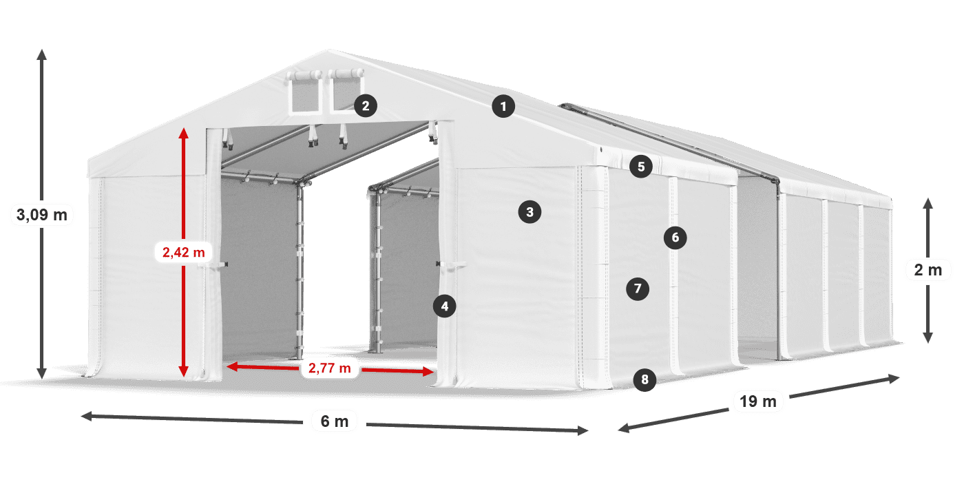 Strecha: FR 620 PVC Steny: SD 580 PVC 2 m legenda