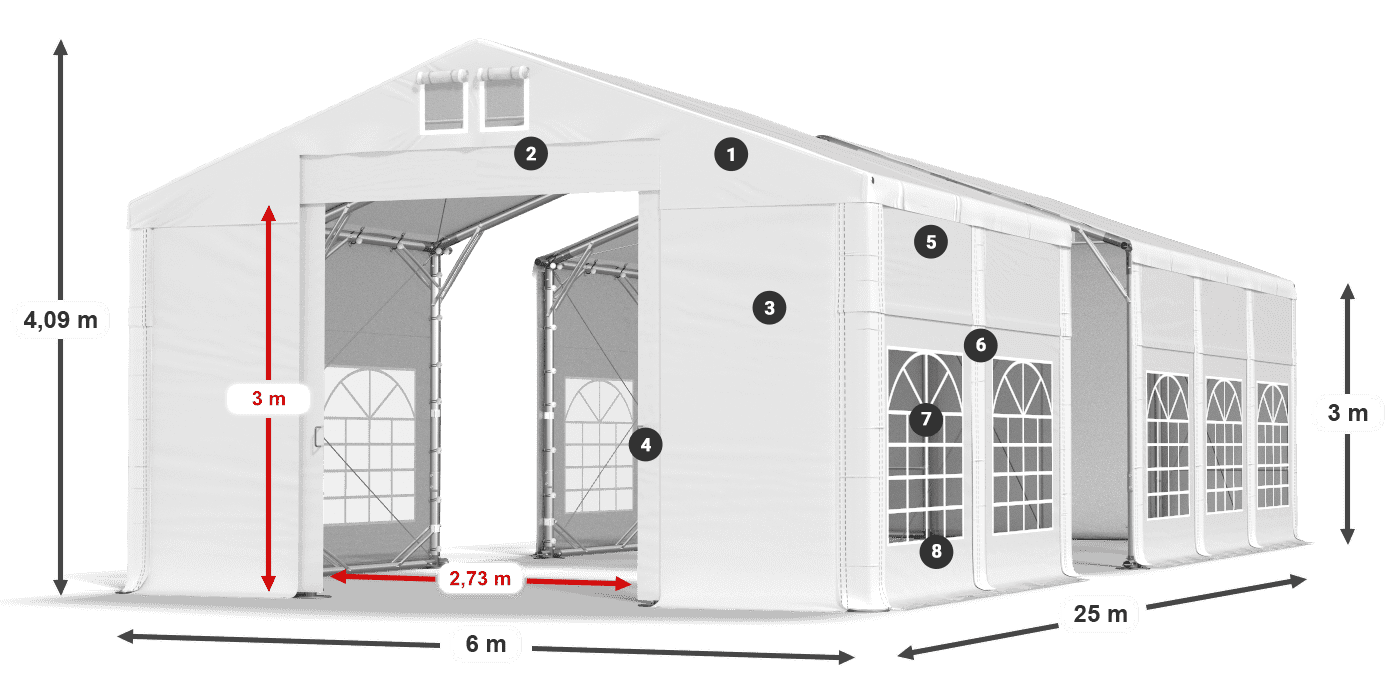 Strecha: MS 580 PVC Steny: FR 620 PVC 3m legenda
