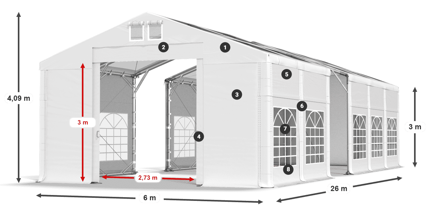 Strecha: MS T 580 PVC Steny: SD I 500 PVC 3m legenda