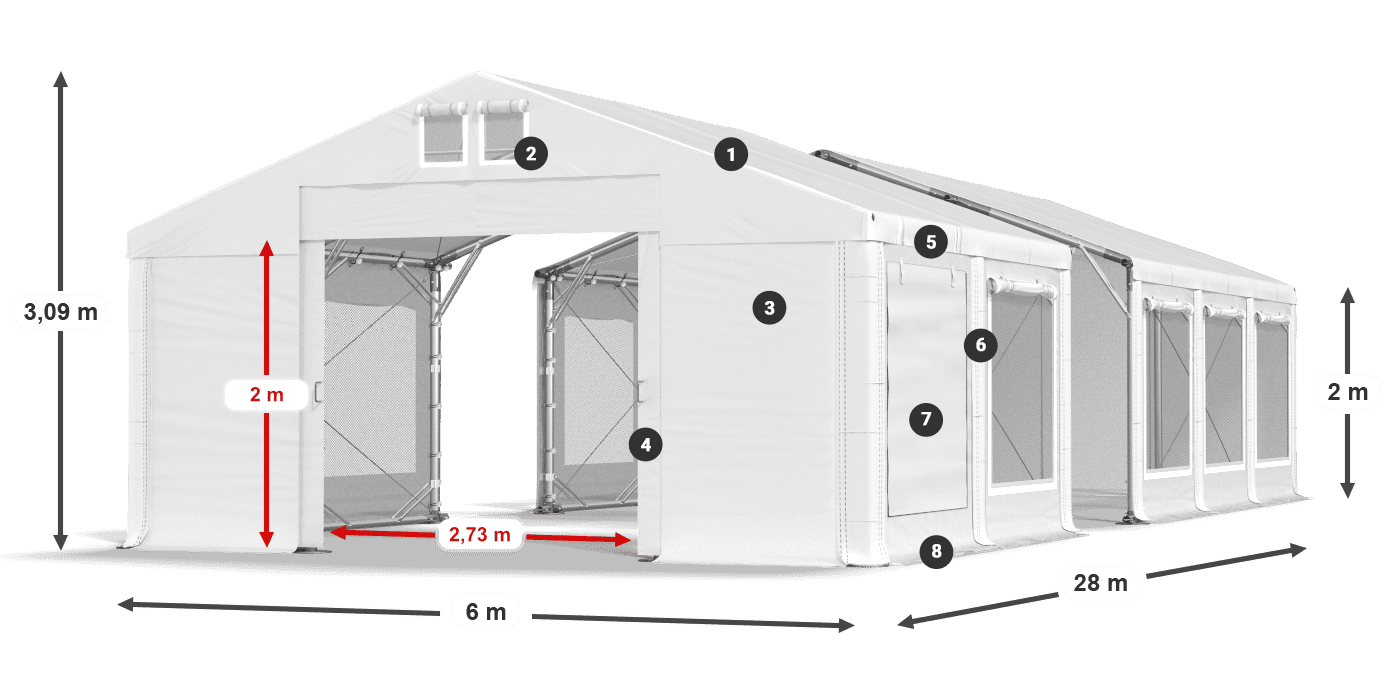 Strecha: FR 620 PVC Steny: SD 500 PVC 2 m legenda