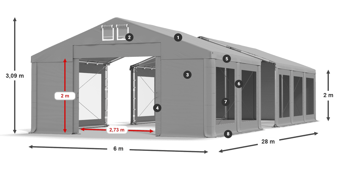 Strecha: MS 580 PVC Steny: MS 580 PVC 2 m legenda