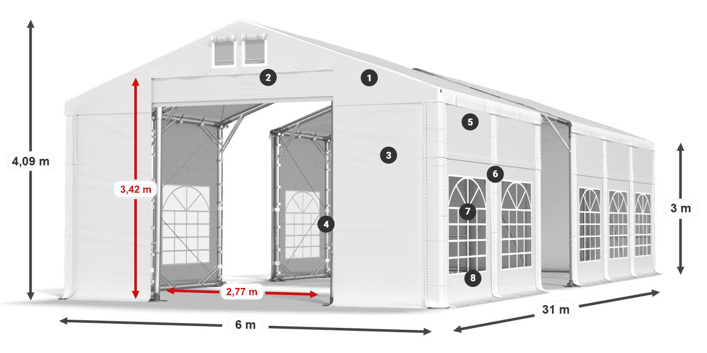 Strecha: MS 580 PVC Steny: FR 620 PVC 3m legenda