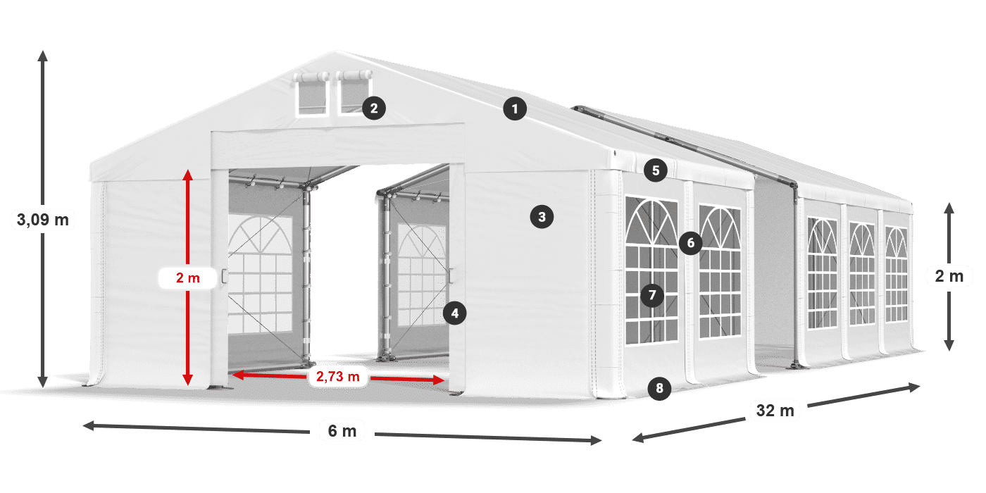 Strecha: FR 620 PVC Steny: SD 500 PVC 2 m legenda