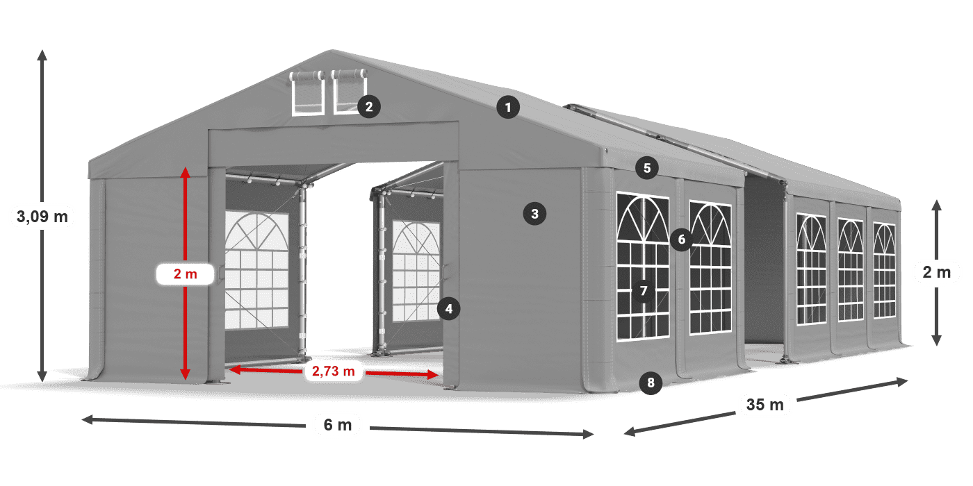 Strecha: FR 620 PVC Steny: SD 500 PVC 2 m legenda