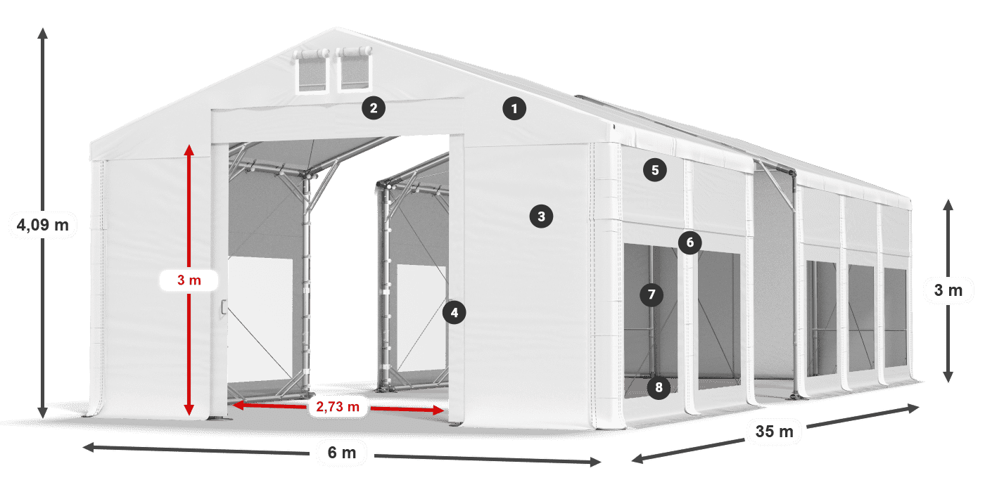Strecha: MS 580 PVC Steny: MS 580 PVC 3m legenda