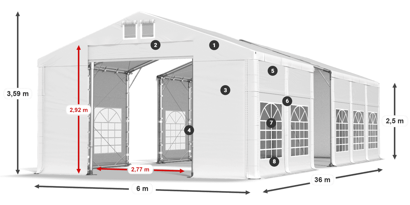 Strecha: FR 620 PVC Steny: SD 500 PVC 2,5 m legenda