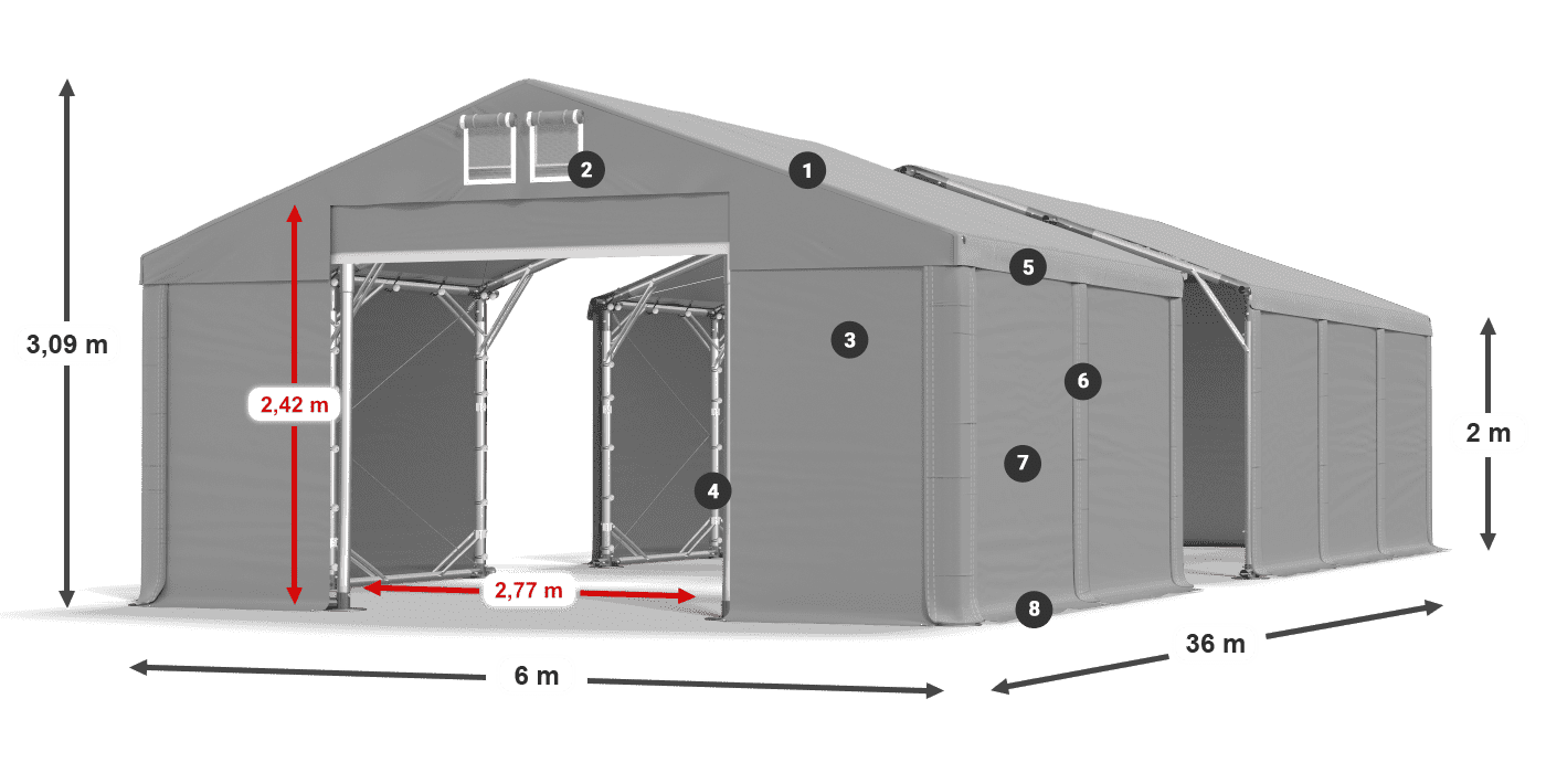 Strecha: FR 620 PVC Steny: SD 500 PVC 2 m legenda
