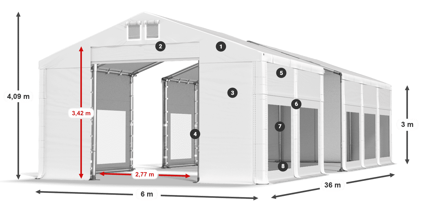 Strecha: MS 580 PVC Steny: MS 580 PVC 3m legenda