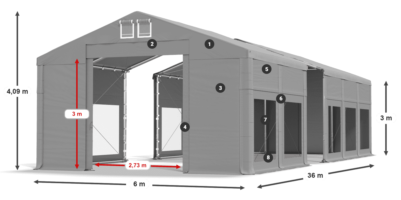 Strecha: MS 580 PVC Steny: MS 580 PVC 3m legenda