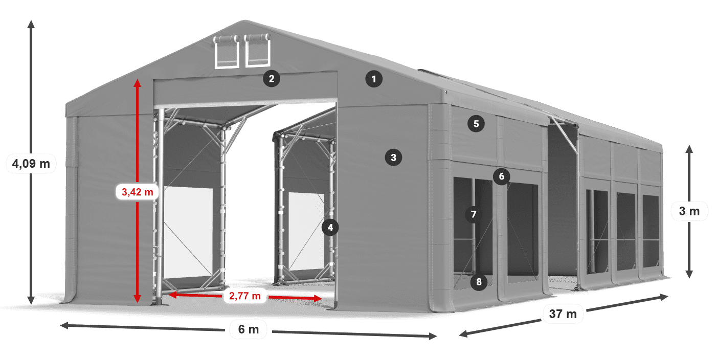 Strecha: MS 580 PVC Steny: MS 580 PVC 3m legenda
