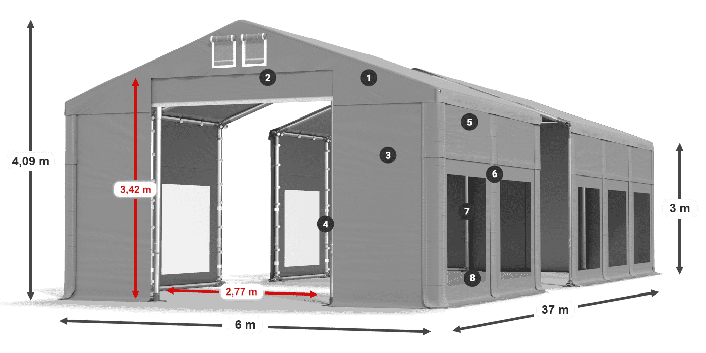 Strecha: MS 580 PVC Steny: MS 580 PVC 3m legenda