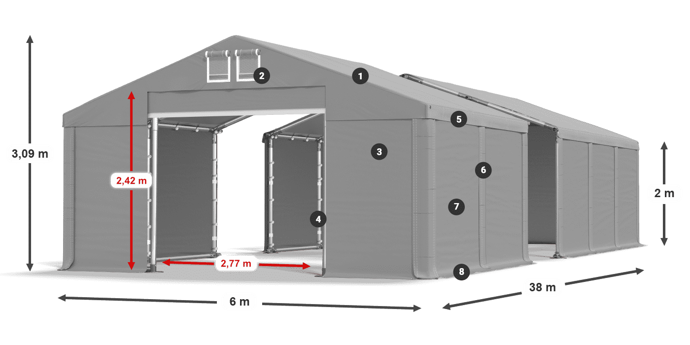 Strecha: SD 560 PVC Steny: FR 620 PVC legenda 2m