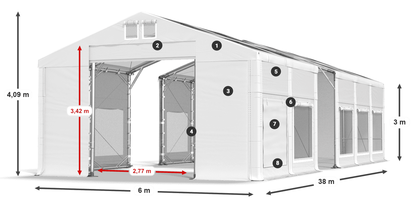 Strecha: MS T 580 PVC Steny: SD M 500 PVC 3m legenda