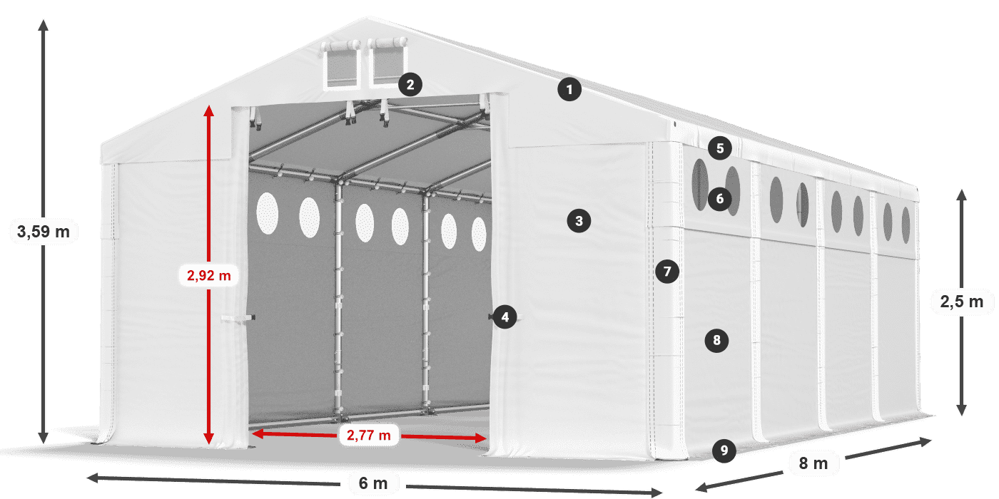 Strecha: SD 560 PVC Steny: FR O 620 PVC legenda 2,5 m
