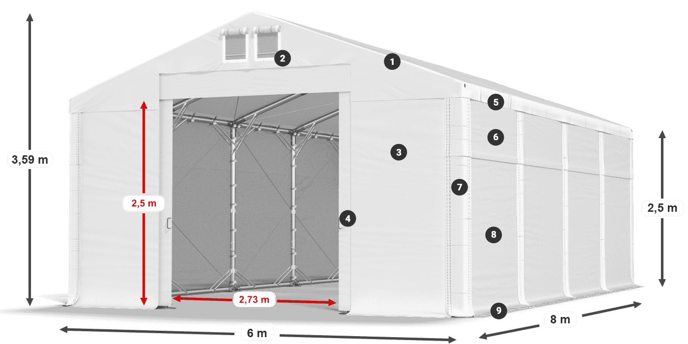 Strecha: SD 560 PVC Steny: MS 580 PVC legenda 2,5 m