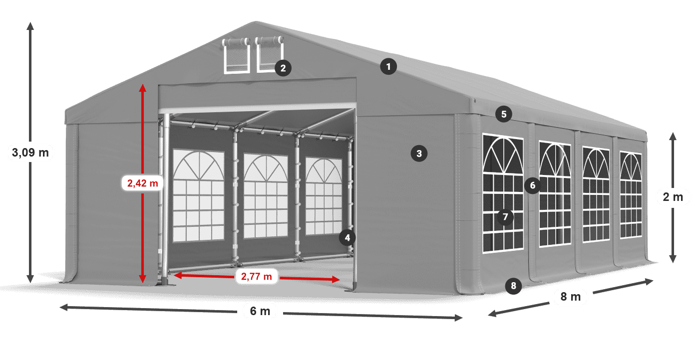 Strecha: FR 620 PVC Steny: SD 500 PVC 2 m legenda