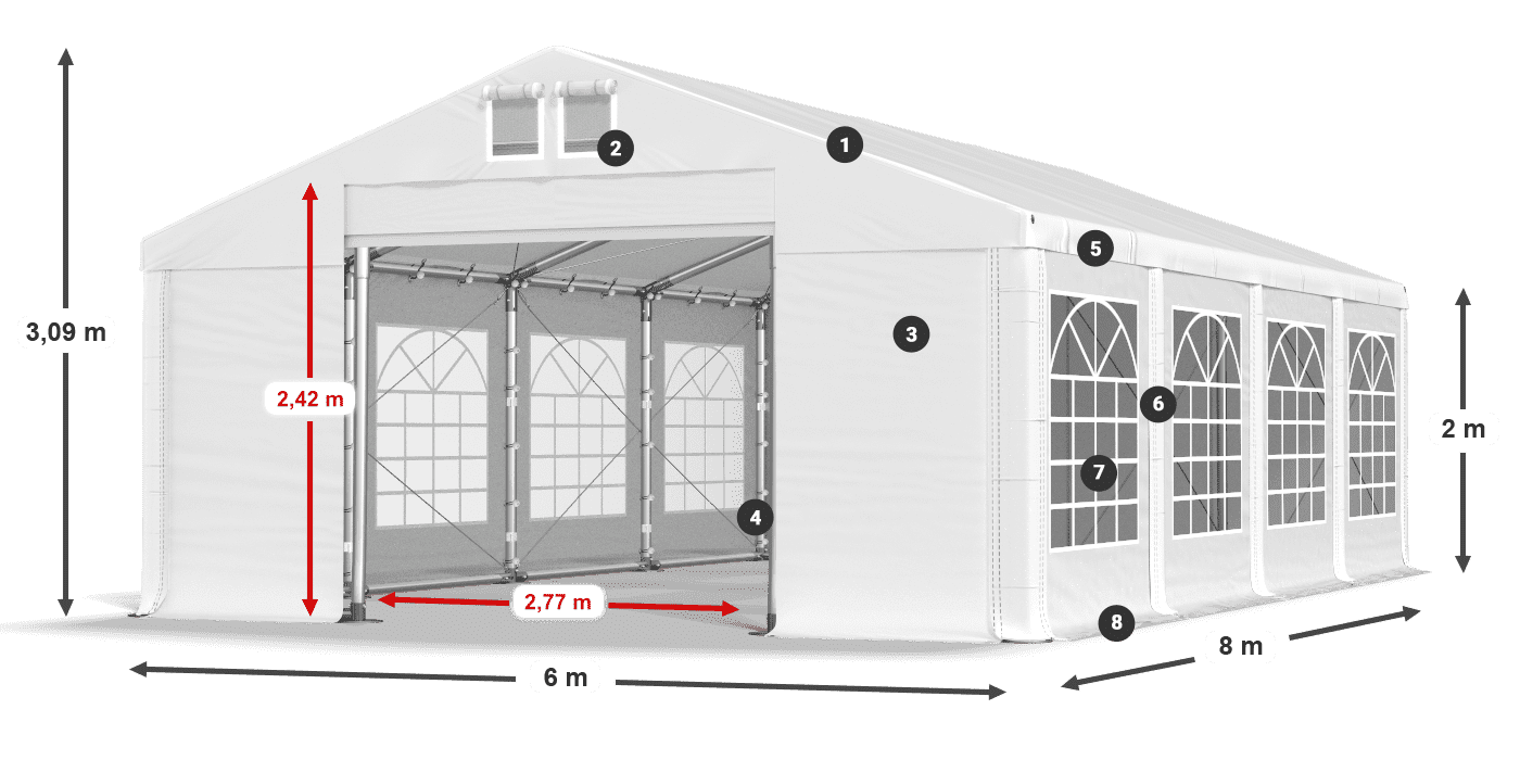 Strecha: SD 560 PVC Steny: FR 620 PVC legenda 2m