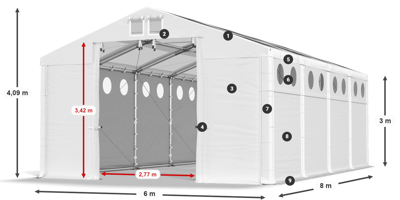 Strecha: MS T 580 PVC Steny: SD O 500 PVC 3m legenda