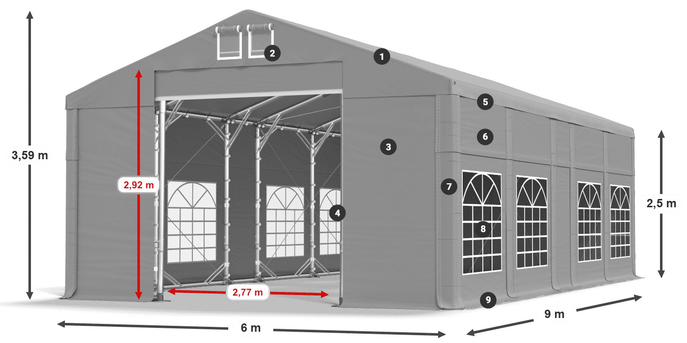 Strecha: FR 620 PVC Steny: SD 500 PVC 2,5 m legenda