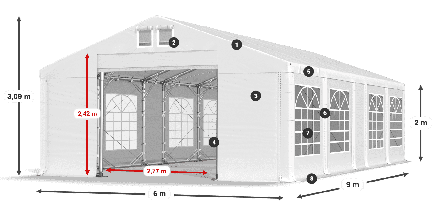 Strecha: FR 620 PVC Steny: SD 500 PVC 2 m legenda