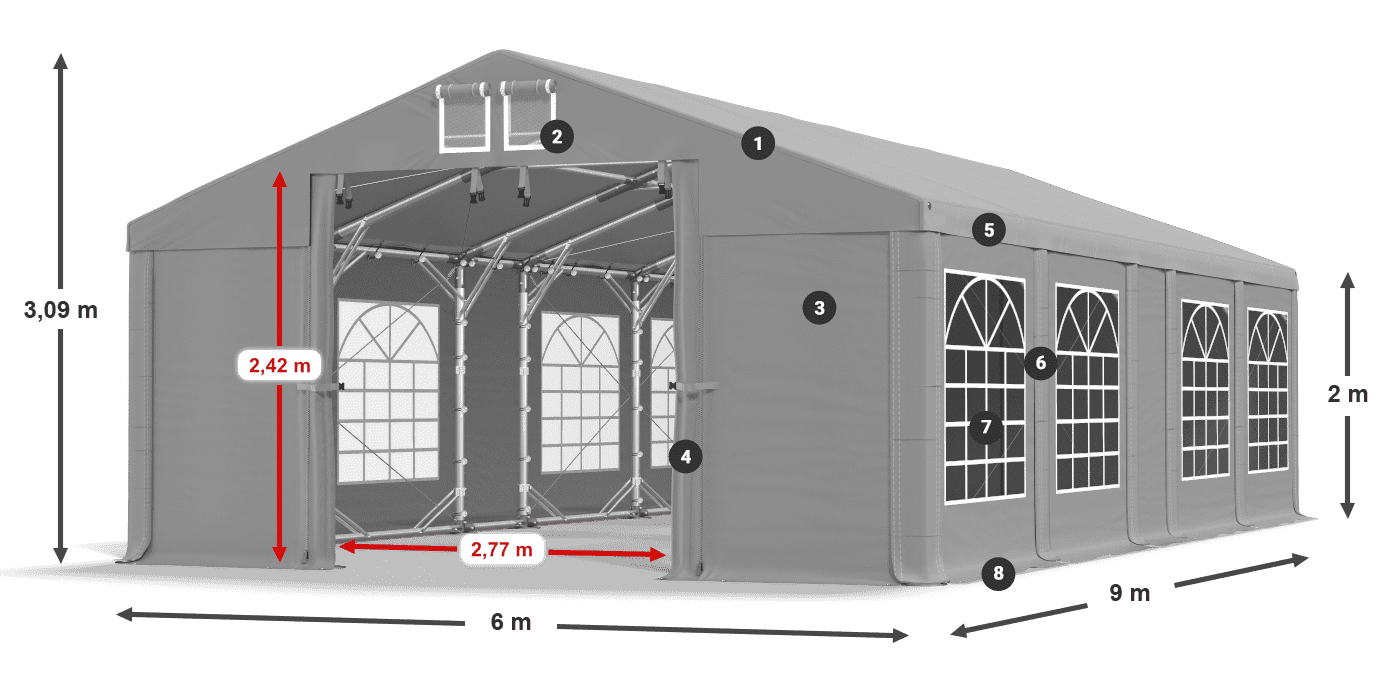 Strecha: FR 620 PVC Steny: SD 500 PVC 2 m legenda