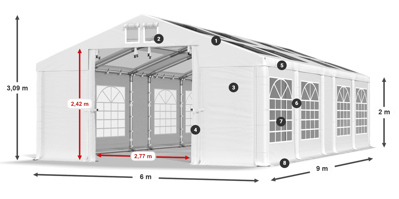 Strecha: MS 580 PVC Steny: SD 500 PVC 2 m legenda