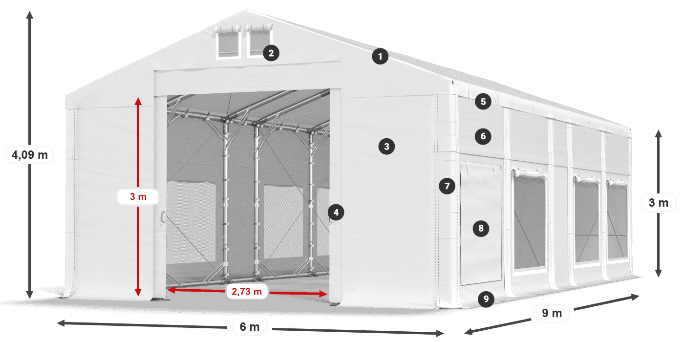 Strecha: FR 620 PVC Steny: SD 500 PVC 3m legenda