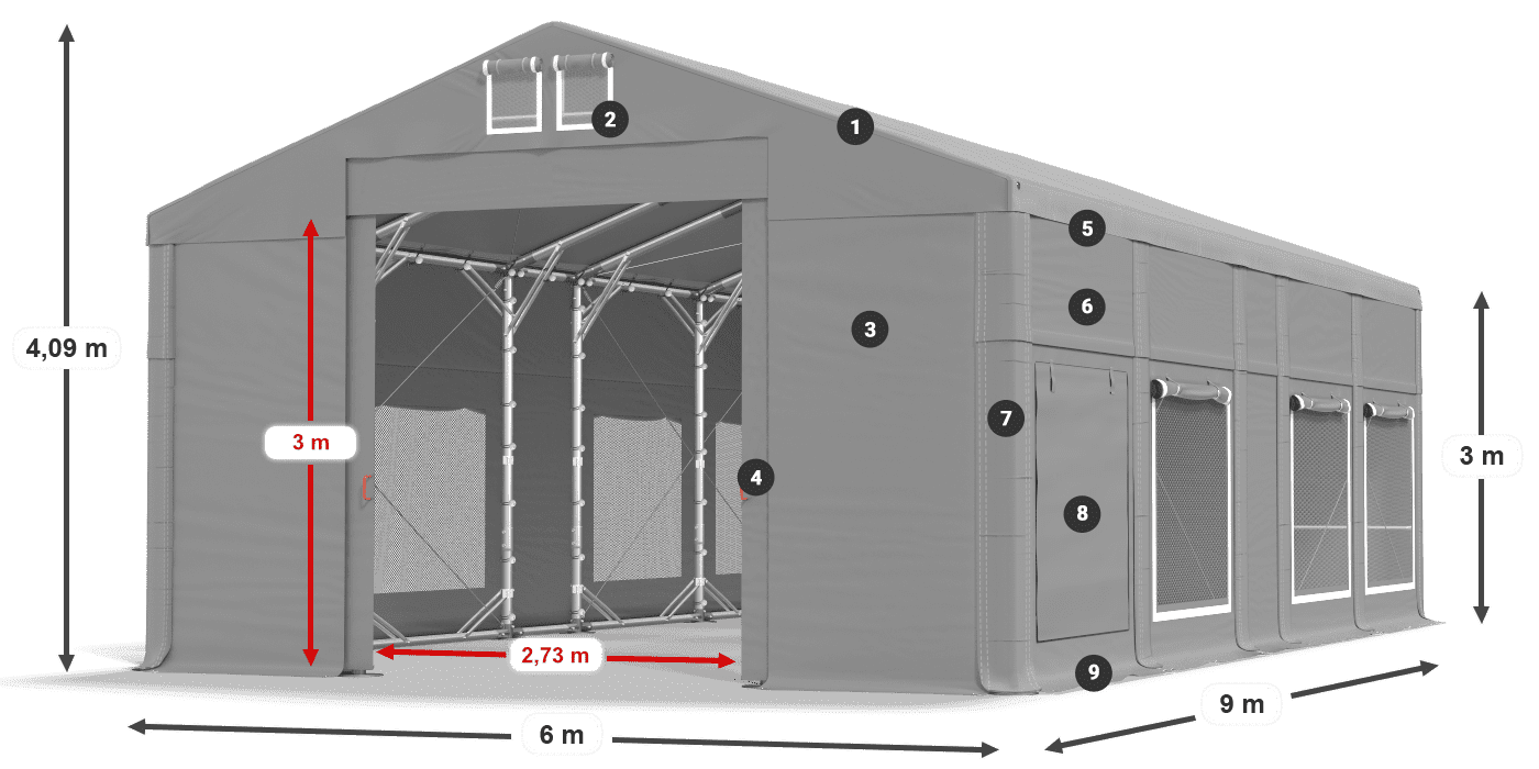 Strecha: FR 620 PVC Steny: SD 500 PVC 3m legenda