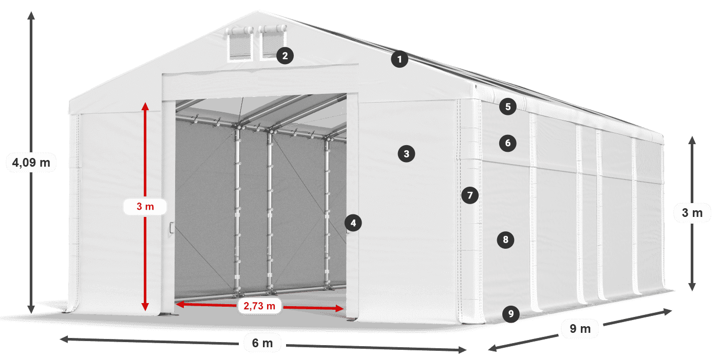 Strecha: MS T 580 PVC Steny: FR 620 PVC 3m legenda