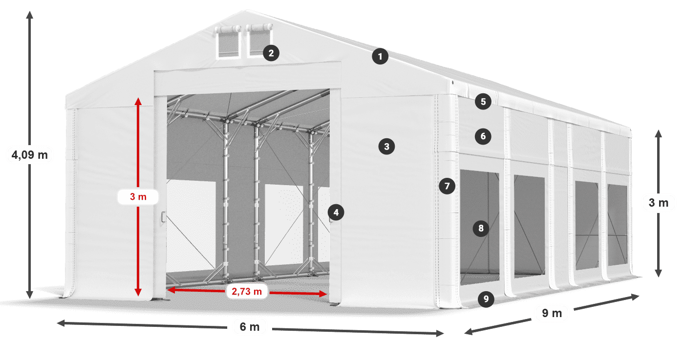Strecha: MS 580 PVC Steny: MS 580 PVC 3m legenda